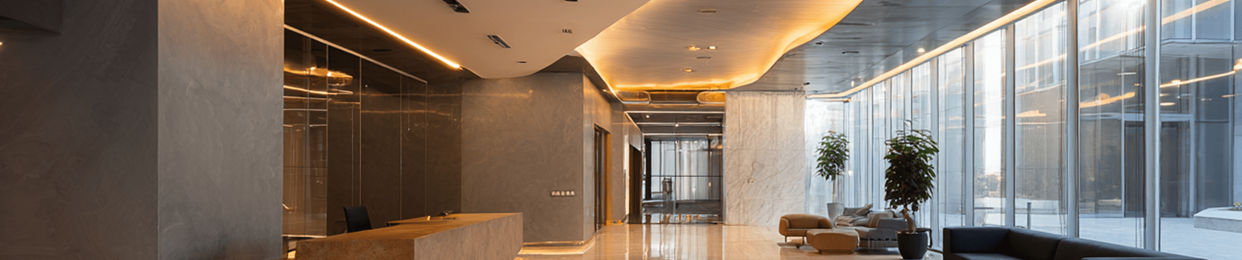 Modern lobby maintained to executive presentation standards