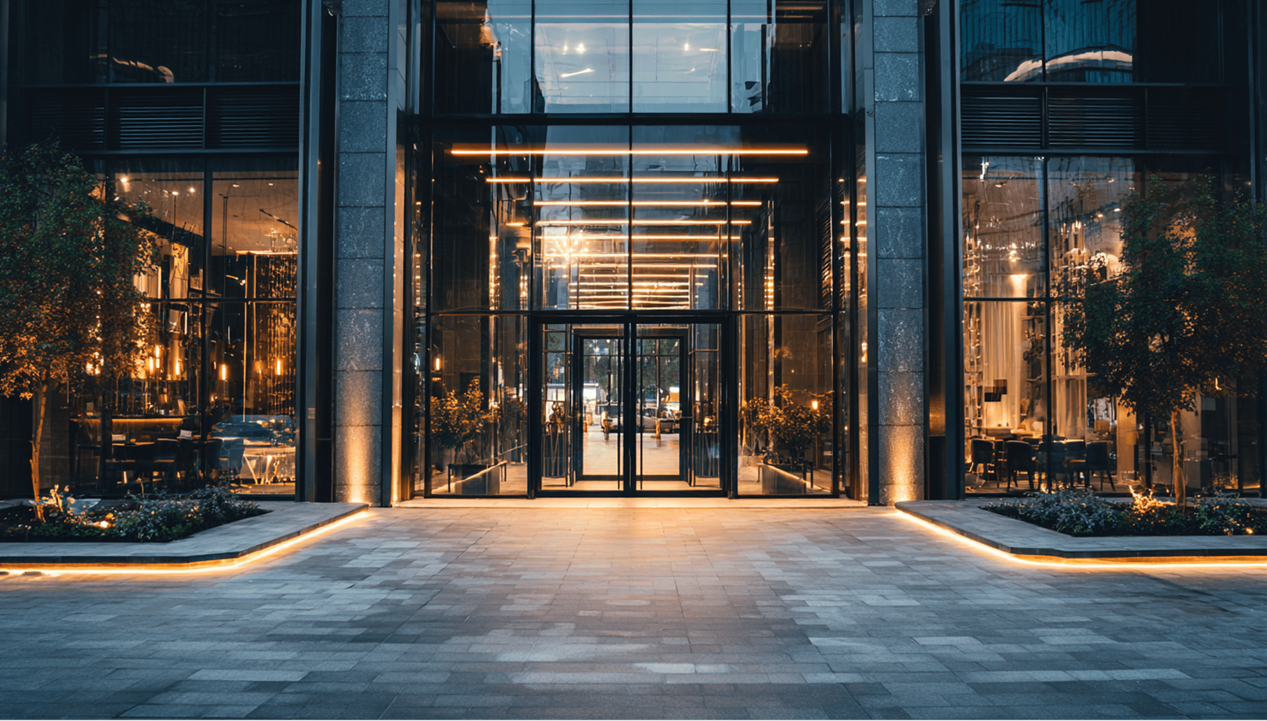 OneClean entrance view at a modern commercial property